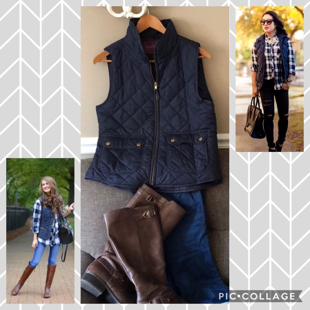 Navy polka dot quilted vest